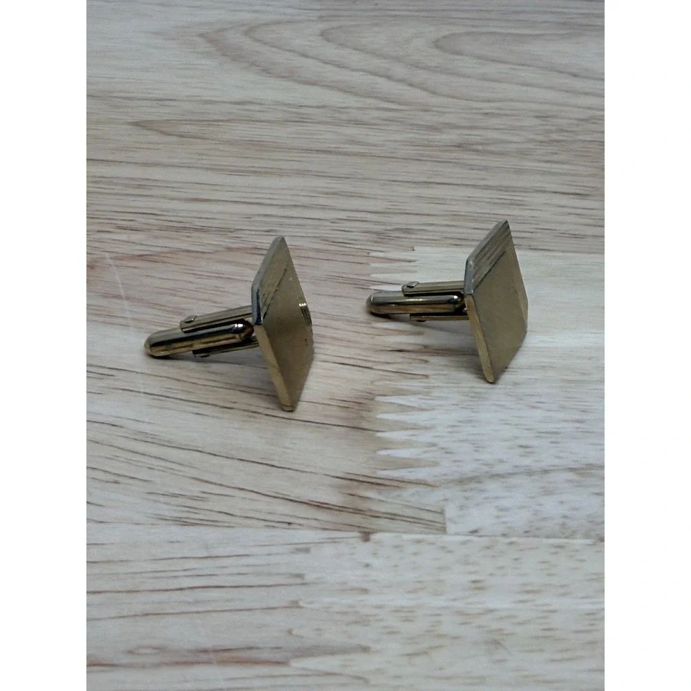 Vintage Swank Gold Tone Square Cufflinks Brushed Finish Geometric Men's Formal